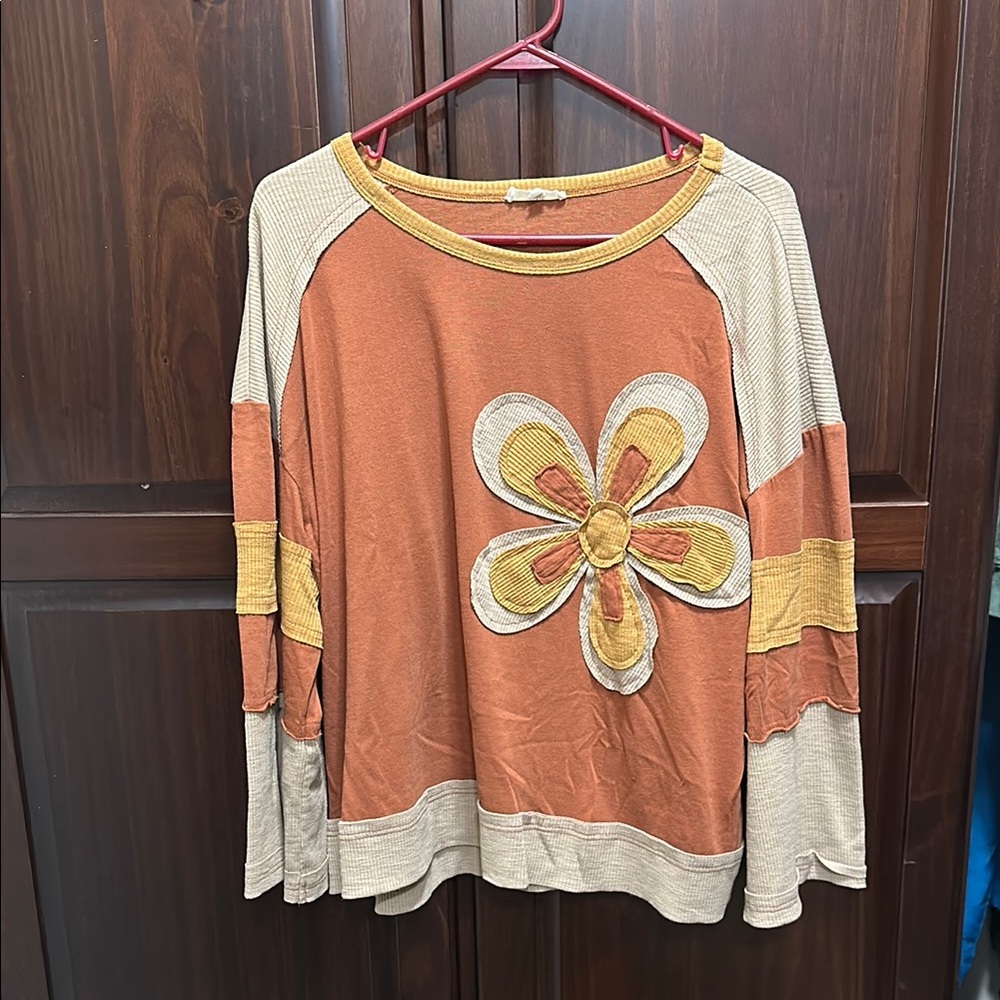 Easel Floral Patchwork Long Sleeve Top
